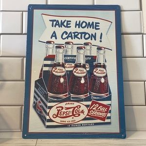 New Pepsi Cola Soda Take Home Carton 17" Metal Tin Sign Vintage Bar Man Cave